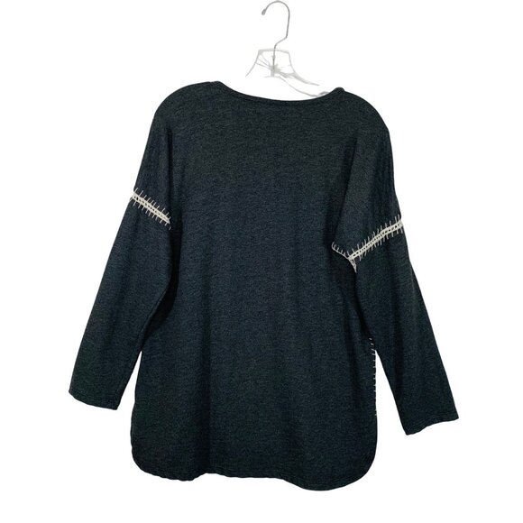 Bleu Bayou Crewel Embroidered Sweater Size S Floral Long Sleeve Blanket Stitch - Picture 2 of 16